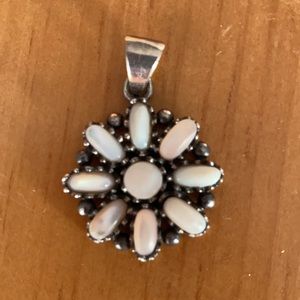 Vintage 925 silver pendant with pale pink stones